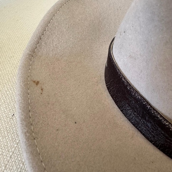 Nikki Beach wool felt fedora hat in a neutral taupe/greige tone. main image 5